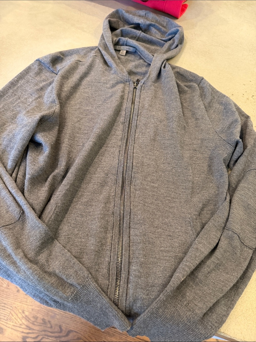 John Varvatos Men's Heather Gray Zip-Up Hooded Sweater